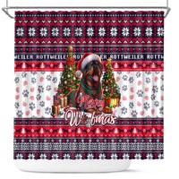 Rottweiler Merry Woofmas Shower Curtain Christmas Dog Art Style