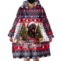 Rottweiler Merry Woofmas Wearable Blanket Hoodie Christmas Dog Art Style - Wonder Print Shop