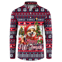 Corgi Merry Woofmas Button Sweatshirt Christmas Dog Art Style - Wonder Print Shop