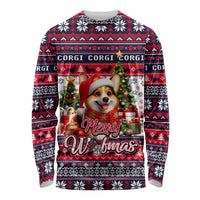 Corgi Merry Woofmas Long Sleeve Shirt Christmas Dog Art Style - Wonder Print Shop