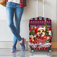 Corgi Merry Woofmas Luggage Cover Christmas Dog Art Style - Wonder Print Shop