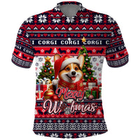 Corgi Merry Woofmas Polo Shirt Christmas Dog Art Style - Wonder Print Shop