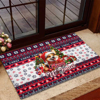 Corgi Merry Woofmas Rubber Doormat Christmas Dog Art Style - Wonder Print Shop
