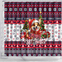 Corgi Merry Woofmas Shower Curtain Christmas Dog Art Style