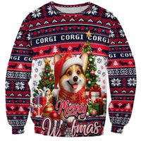 Corgi Merry Woofmas Sweatshirt Christmas Dog Art Style - Wonder Print Shop
