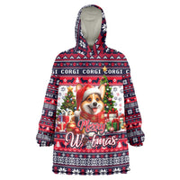 Corgi Merry Woofmas Wearable Blanket Hoodie Christmas Dog Art Style - Wonder Print Shop
