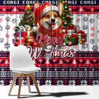 Corgi Merry Woofmas Window Curtain Christmas Dog Art Style - Wonder Print Shop