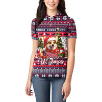Corgi Merry Woofmas Women Polo Shirt Christmas Dog Art Style - Wonder Print Shop