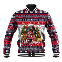 Dachshund Merry Woofmas Baseball Jacket Christmas Dog Art Style - Wonder Print Shop