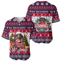 Dachshund Merry Woofmas Baseball Jersey Christmas Dog Art Style - Wonder Print Shop
