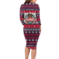 Dachshund Merry Woofmas Long Sleeve Bodycon Dress Christmas Dog Art Style - Wonder Print Shop