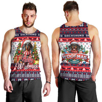Dachshund Merry Woofmas Men Tank Top Christmas Dog Art Style - Wonder Print Shop