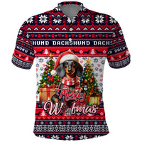 Dachshund Merry Woofmas Polo Shirt Christmas Dog Art Style - Wonder Print Shop