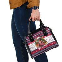 Dachshund Merry Woofmas Shoulder Handbag Christmas Dog Art Style