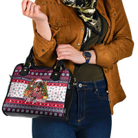 Dachshund Merry Woofmas Shoulder Handbag Christmas Dog Art Style