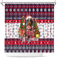 Dachshund Merry Woofmas Shower Curtain Christmas Dog Art Style