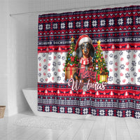 Dachshund Merry Woofmas Shower Curtain Christmas Dog Art Style