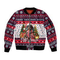 Dachshund Merry Woofmas Sleeve Zip Bomber Jacket Christmas Dog Art Style - Wonder Print Shop