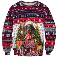 Dachshund Merry Woofmas Sweatshirt Christmas Dog Art Style - Wonder Print Shop