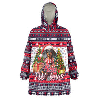 Dachshund Merry Woofmas Wearable Blanket Hoodie Christmas Dog Art Style - Wonder Print Shop