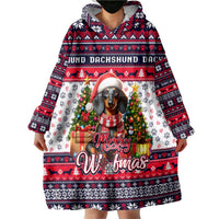 Dachshund Merry Woofmas Wearable Blanket Hoodie Christmas Dog Art Style - Wonder Print Shop