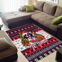 Saint Bernard Merry Woofmas Area Rug Christmas Dog Art Style - Wonder Print Shop