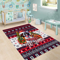 Saint Bernard Merry Woofmas Area Rug Christmas Dog Art Style - Wonder Print Shop