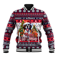 Saint Bernard Merry Woofmas Baseball Jacket Christmas Dog Art Style - Wonder Print Shop