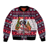 Saint Bernard Merry Woofmas Bomber Jacket Christmas Dog Art Style - Wonder Print Shop