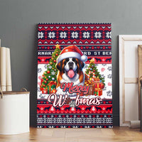 Saint Bernard Merry Woofmas Canvas Wall Art Christmas Dog Art Style - Wonder Print Shop