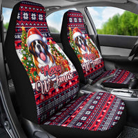 Saint Bernard Merry Woofmas Car Seat Cover Christmas Dog Art Style - Wonder Print Shop