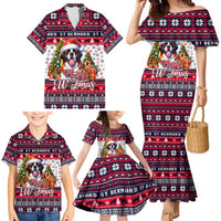 Saint Bernard Merry Woofmas Family Matching Mermaid Dress and Hawaiian Shirt Christmas Dog Art Style - Wonder Print Shop