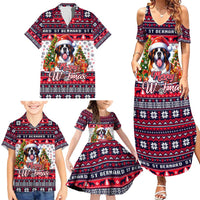 Saint Bernard Merry Woofmas Family Matching Summer Maxi Dress and Hawaiian Shirt Christmas Dog Art Style - Wonder Print Shop