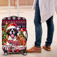 Saint Bernard Merry Woofmas Luggage Cover Christmas Dog Art Style - Wonder Print Shop