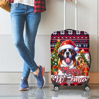 Saint Bernard Merry Woofmas Luggage Cover Christmas Dog Art Style - Wonder Print Shop