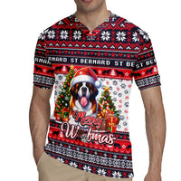 Saint Bernard Merry Woofmas Rugby Jersey Christmas Dog Art Style - Wonder Print Shop