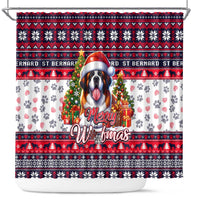 Saint Bernard Merry Woofmas Shower Curtain Christmas Dog Art Style