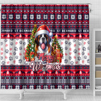 Saint Bernard Merry Woofmas Shower Curtain Christmas Dog Art Style