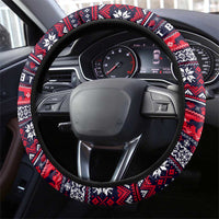 Saint Bernard Merry Woofmas Steering Wheel Cover Christmas Dog Art Style - Wonder Print Shop