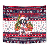 Saint Bernard Merry Woofmas Tapestry Christmas Dog Art Style - Wonder Print Shop