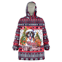 Saint Bernard Merry Woofmas Wearable Blanket Hoodie Christmas Dog Art Style - Wonder Print Shop