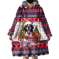 Saint Bernard Merry Woofmas Wearable Blanket Hoodie Christmas Dog Art Style - Wonder Print Shop