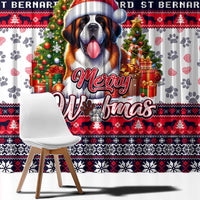 Saint Bernard Merry Woofmas Window Curtain Christmas Dog Art Style - Wonder Print Shop