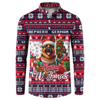 German Shepherd Merry Woofmas Button Sweatshirt Christmas Dog Art Style - Wonder Print Shop