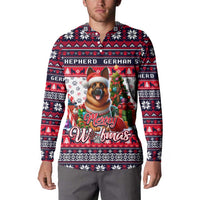 German Shepherd Merry Woofmas Button Sweatshirt Christmas Dog Art Style - Wonder Print Shop