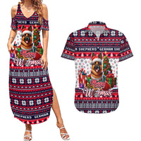 German Shepherd Merry Woofmas Couples Matching Summer Maxi Dress and Hawaiian Shirt Christmas Dog Art Style - Wonder Print Shop