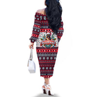 German Shepherd Merry Woofmas Family Matching Off The Shoulder Long Sleeve Dress and Hawaiian Shirt Christmas Dog Art Style - Wonder Print Shop