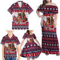 German Shepherd Merry Woofmas Family Matching Off Shoulder Maxi Dress and Hawaiian Shirt Christmas Dog Art Style - Wonder Print Shop