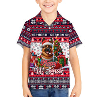 German Shepherd Merry Woofmas Family Matching Short Sleeve Bodycon Dress and Hawaiian Shirt Christmas Dog Art Style - Wonder Print Shop