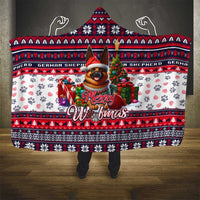 German Shepherd Merry Woofmas Hooded Blanket Christmas Dog Art Style